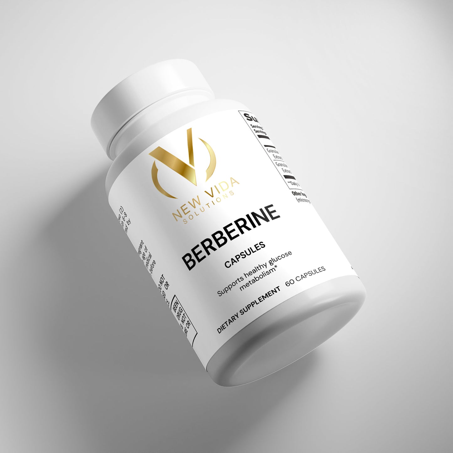 New Vida Solutions Berberine 60 Capsules (Dietary Supplement)