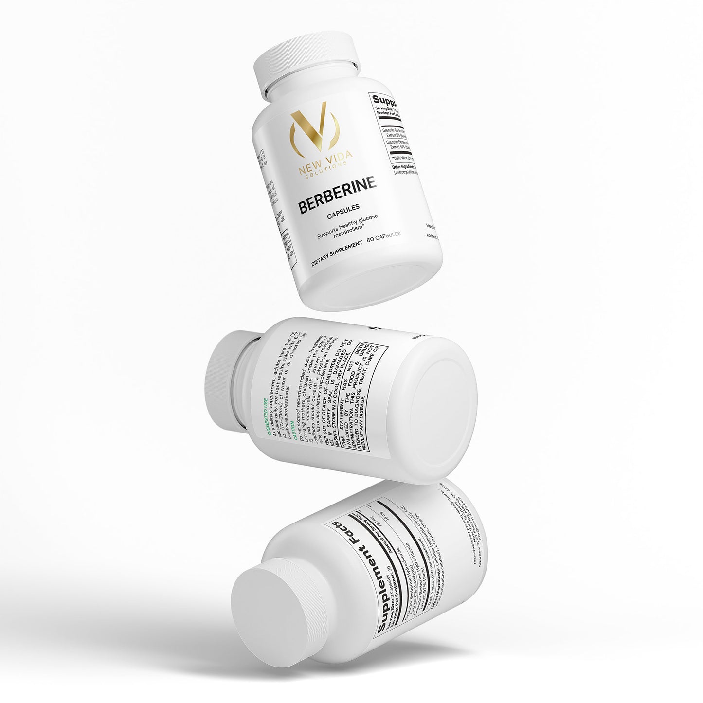 New Vida Solutions Berberine 60 Capsules (Dietary Supplement)