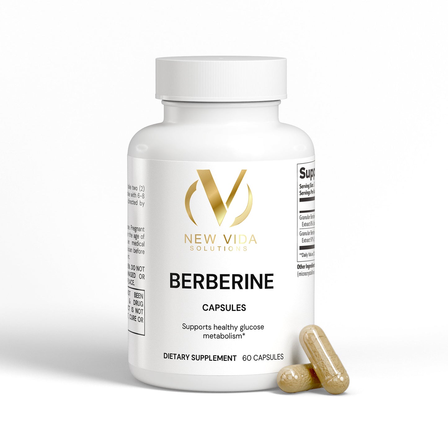 New Vida Solutions Berberine 60 Capsules (Dietary Supplement)